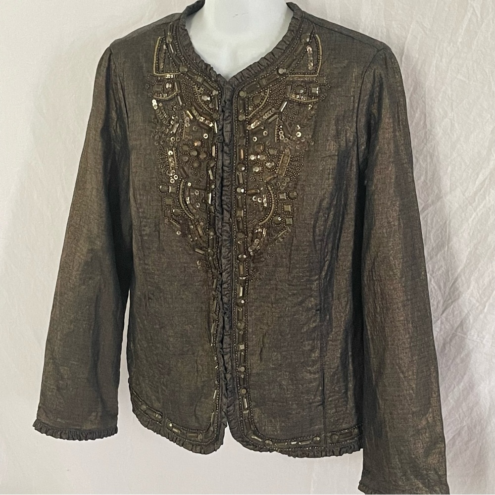 Chico's Metallic Bronze Beaded Jacket